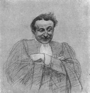'Le defaitisme et les grands proces; le proces Caillaux; Me de Moro-Giafferi, au cours de sa...,1920 Creator: E Friant.
