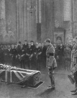 'Le "Combattant Inconnu" Britannique; a Westminster: le roi George V et, derriere lui, ses...1920. Creator: Georges Bertin Scott.