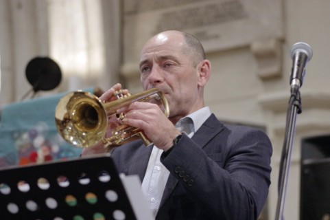 Chris Coull, Alex Bondono’s Horace Silver Sextet, Jazz at St Andrews Church, Hove, July 2022. Creator: Brian O'Connor.