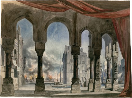 Stage design for the Opera "La reine de Chypre (The Queen of Cyprus)" by Fromental Halévy, 1841. Creator: Cambon, Charles-Antoine (1802-1875).