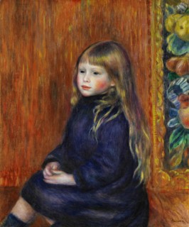 Enfant assis en robe bleue (Portrait d'Edmond Renoir fils), 1889. Creator: Renoir, Pierre Auguste (1841-1919).