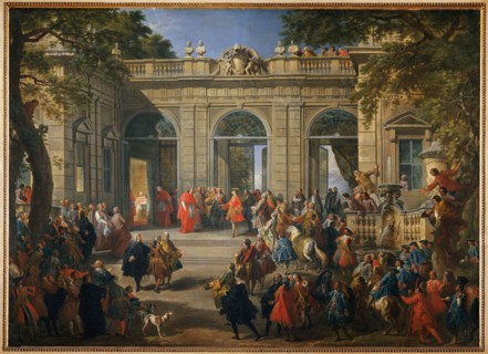 King Charles III Visiting Pope Benedict XIV at the Coffee House of the Palazzo del Quirinale, 1746. Creator: Pannini (Panini), Giovanni Paolo (1691-1765).