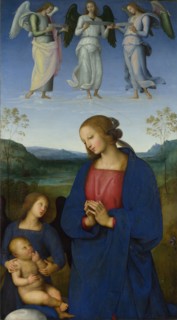 The Virgin and Child with an Angel (Panel from an Altarpiece, Certosa), c. 1500. Creator: Perugino (ca. 1450-1523).