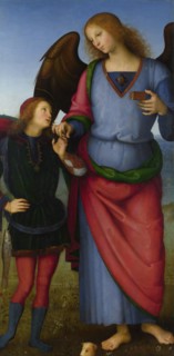 The Archangel Raphael with Tobias (Panel from an Altarpiece, Certosa), c. 1500. Creator: Perugino (ca. 1450-1523).