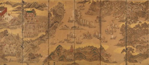 The Battle of Noryang (Six folded screen). Creator: Anonymous.