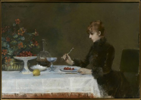 Sarah Bernhardt à table, 1885. Creator: Abbéma, Louise (1853-1927).