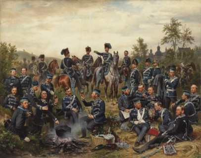 The officer corps of the 8th Royal Prussian Hussar Regiment, 1857. Creator: Camphausen, Wilhelm (1818-1885).