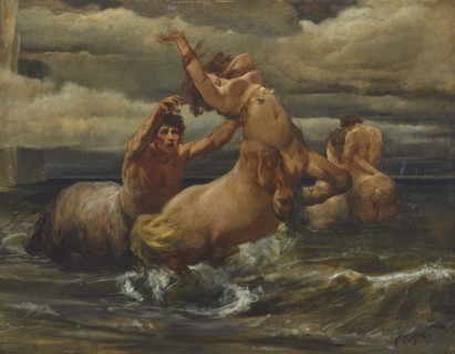 Centaurs in the sea, ca 1877. Creator: Piglhein, Bruno (1848-1894).