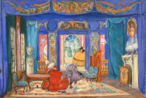 Stage design for the opera Il matrimonio segreto (The Secret Marriage) by Domenico Cimarosa, 1925. Creator: Kravchenko, Alexei Ilyich (1889-1940).