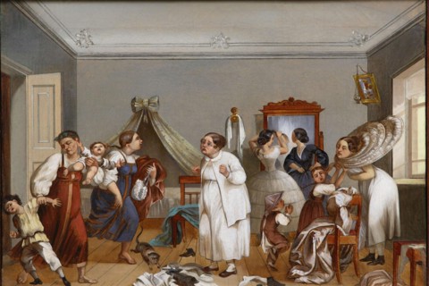 Preparations for a ball in a merchant house, Mid of the 19th century. Creator: Anonymous.