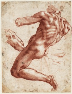Seated male nude, 1511. Creator: Buonarroti, Michelangelo (1475-1564).