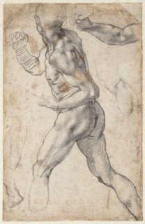 Study of a striding male nude, 1504 or 1506. Creator: Buonarroti, Michelangelo (1475-1564).