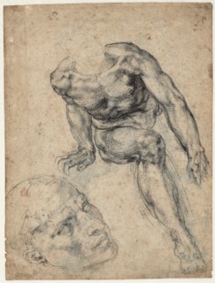 Study of a male nude, ca 1537. Creator: Buonarroti, Michelangelo (1475-1564).
