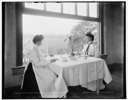 Window in girls' restaurant, National Cash Register, Dayton, Ohio, c1902. Creator: William H. Jackson.