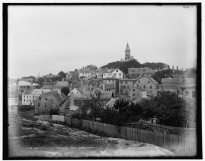 Abbott [sic] Hall from Crocker's Park, Marblehead, between 1890 and 1899. Creator: Unknown.