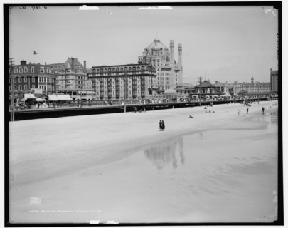 Beach and boardwalk, Atlantic City, N.J., c1908. Creator: Unknown.