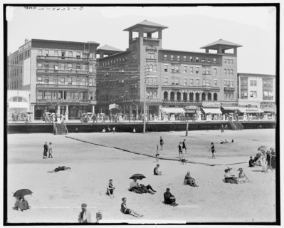 The Beach and broadwalk [sic], Atlantic City, N.J., between 1900 and 1915. Creator: Unknown.