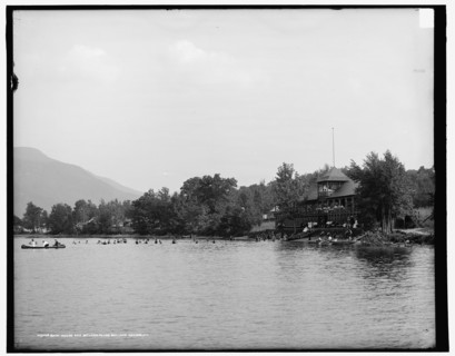 Bath house and bathers, Silver Bay, Lake George, N.Y., c1906. Creator: Unknown.