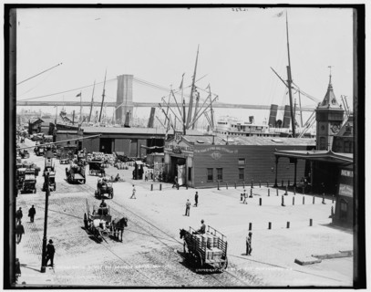 South Street and Brooklyn Bridge, New York, c1900. Creator: Unknown.