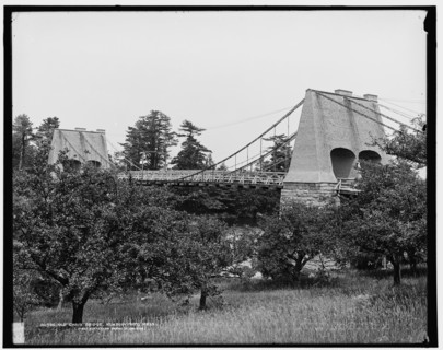 Old chain bridge, Newburyport, Mass., first suspension bridge in America, c1900. Creator: Unknown.