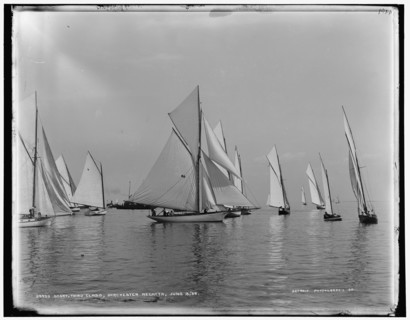 Start, third class, Dorchester regatta, 1888 June 18. Creator: Unknown.