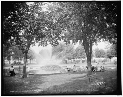 Fountain in Water Works Park, Detroit, between 1890 and 1901. Creator: Unknown.