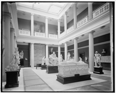 Corner of sculpture hall, Corcoran Gallery of Art, Washington, D.C., c.between 1905 and 1915. Creator: Unknown.