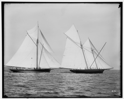 Gracie and Volunteer foul, 1891 Aug 7. Creator: Unknown.