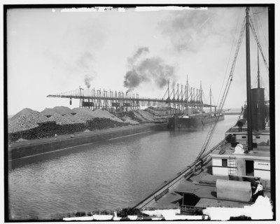 Ore at L.S. & M.S. Lake Shore and Michigan Southern Ry. docks, Ashtabula, Ohio, c1901. Creator: Unknown.