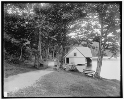 Boat house on Echo Lake, Franconia Notch, White Mountains, c1901. Creator: Unknown.