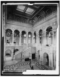 Library of Congress central stair hall, 1900 or 1901. Creator: Unknown.