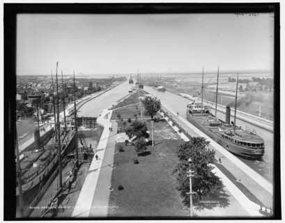 General view of locks, Sault Ste. Marie, between 1890 and 1899. Creator: Unknown.