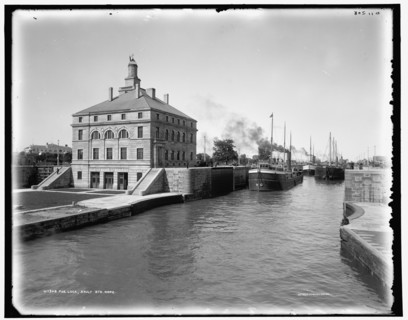 Poe Lock, Sault Ste. Marie, between 1890 and 1899. Creator: Unknown.