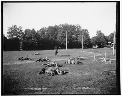 Cavalry detachment, throwing horses, M.M.A., Orchard Lake, Michigan, c1900. Creator: Unknown.