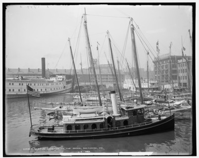 Oyster luggers at the docks, Baltimore, Md., c1905. Creator: Unknown.