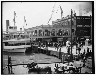 Belle Isle ferry dock, Woodward Av., Detroit, between 1890 and 1901. Creator: Unknown.