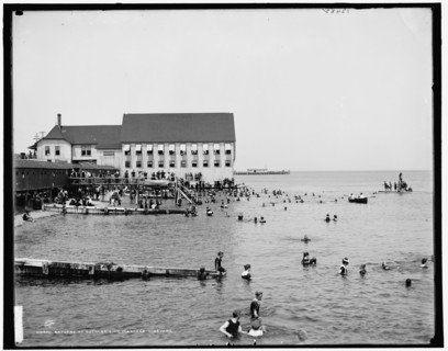 Bathers at Cottage City, Martha's Vineyard, between 1890 and 1901. Creator: Unknown.