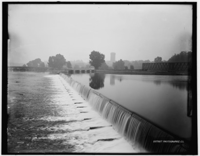 Dam across river, Appleton, Wis., between 1880 and 1899. Creator: Unknown.
