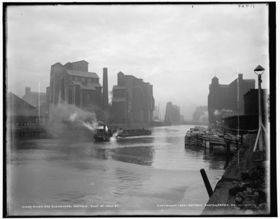 River and elevators, Buffalo, foot of Main St., c1900. Creator: Unknown.