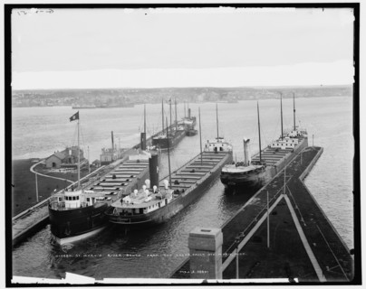 St. Mary's River south from the locks, Sault Ste. Marie, Mich., c1905. Creator: Unknown.