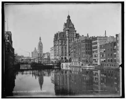 The River from Sycamore St., Milwaukee, c1901. Creator: Unknown.