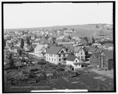 Portage Lake, Hancock, and Houghton, Mich., from the west, between 1900 and 1906. Creator: Unknown.