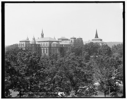 The Main building from Norumbega cottage, Wellesley, between 1890 and 1901. Creator: Unknown.