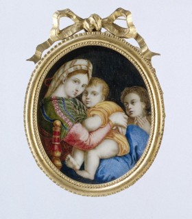Painting depicting the Madonna della sedia after Raphael, c.1850-c.1899.  Creator: Unknown.