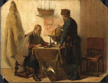 Heemskerck and Barents Planning their Second Expedition to the Far North, 1862. Creator: Christoffel Bisschop.