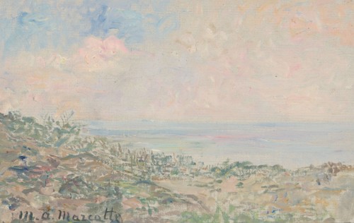 Dunes with seascape, 1879-1918.  Creator: Marie Antoinette Marcotte.