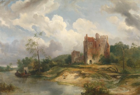 River Landscape with Ruin, 1835. Creator: Wijnand Nuyen.