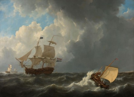 Ships in a Turbulent Sea, 1826. Creator: Johannes Christiaan Schotel.