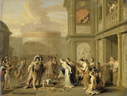 Queen Cleophis Offering Wine to Alexander the Great after his Conquest of Mazaka, 1670-1733. Creator: Gerard Hoet.
