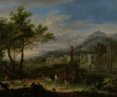 Arcadian Landscape with Fishermen, c.1700-c.1749. Creator: Jan van Huysum.